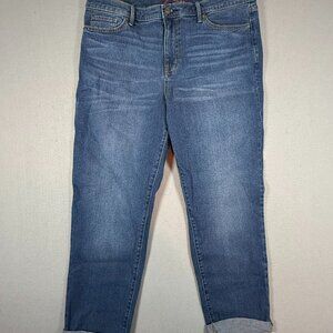 Gloria Vanderbilt Women's Cuffed Boyfriend Jeans Size 12 Length 26 Blue Mid Rise